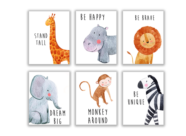 Safari Nursery Baby Posters - 8x10" (6 posters)